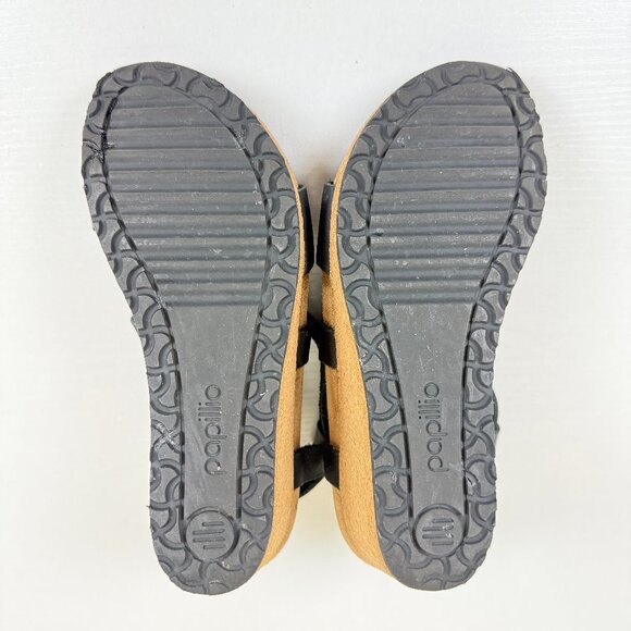 EUC Papillio Birkenstock Black Leather Wedge Sandals - Picture 10 of 11